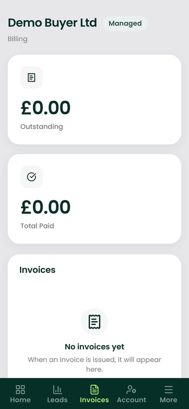 Invoices at mobile width