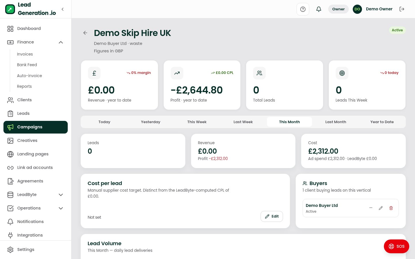 Campaign detail at desktop width