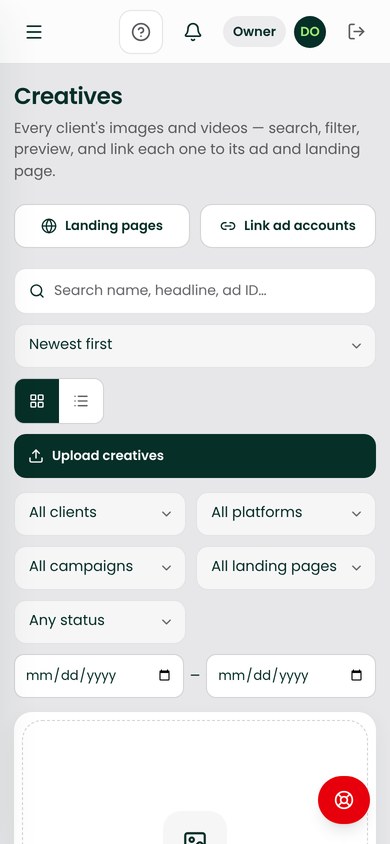 Creatives at mobile width