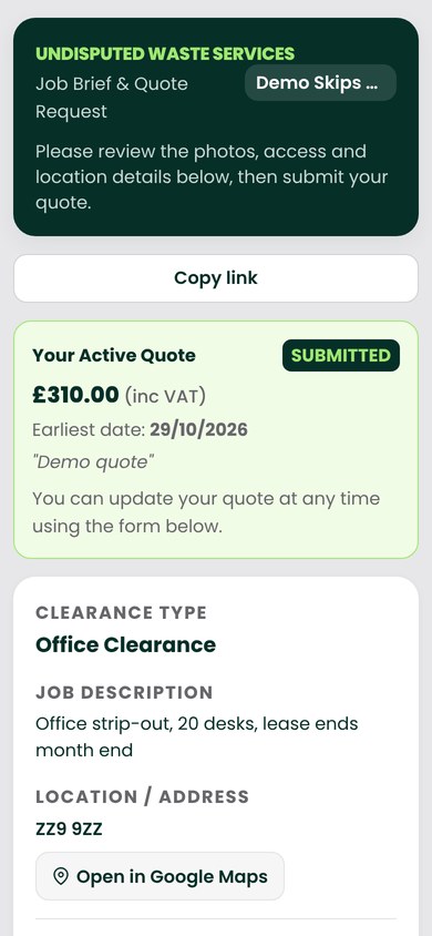 Quote submitted at mobile width