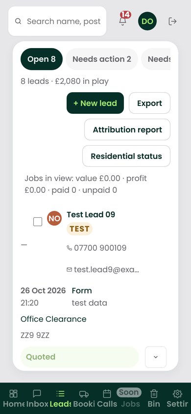 All leads at mobile width