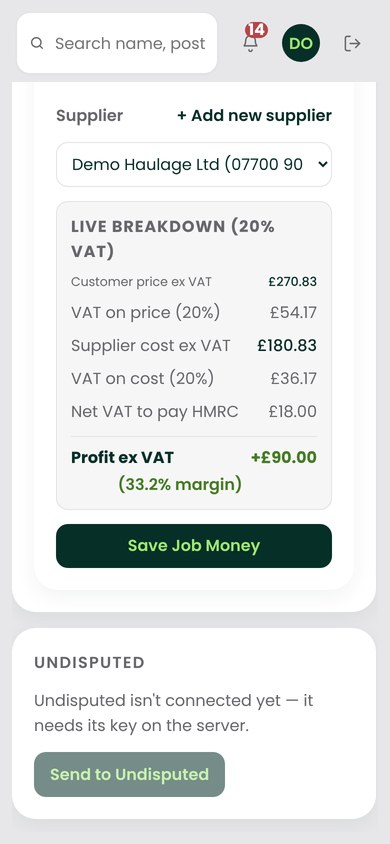 Job and profit at mobile width